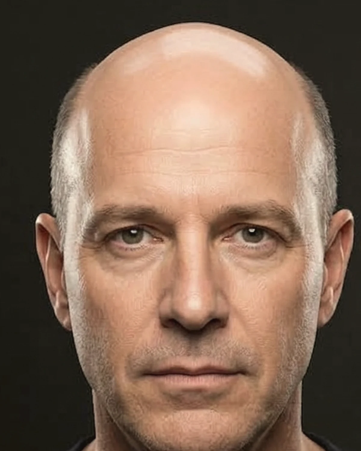 Mismo rostro con alopecia avanzada antes del tratamiento